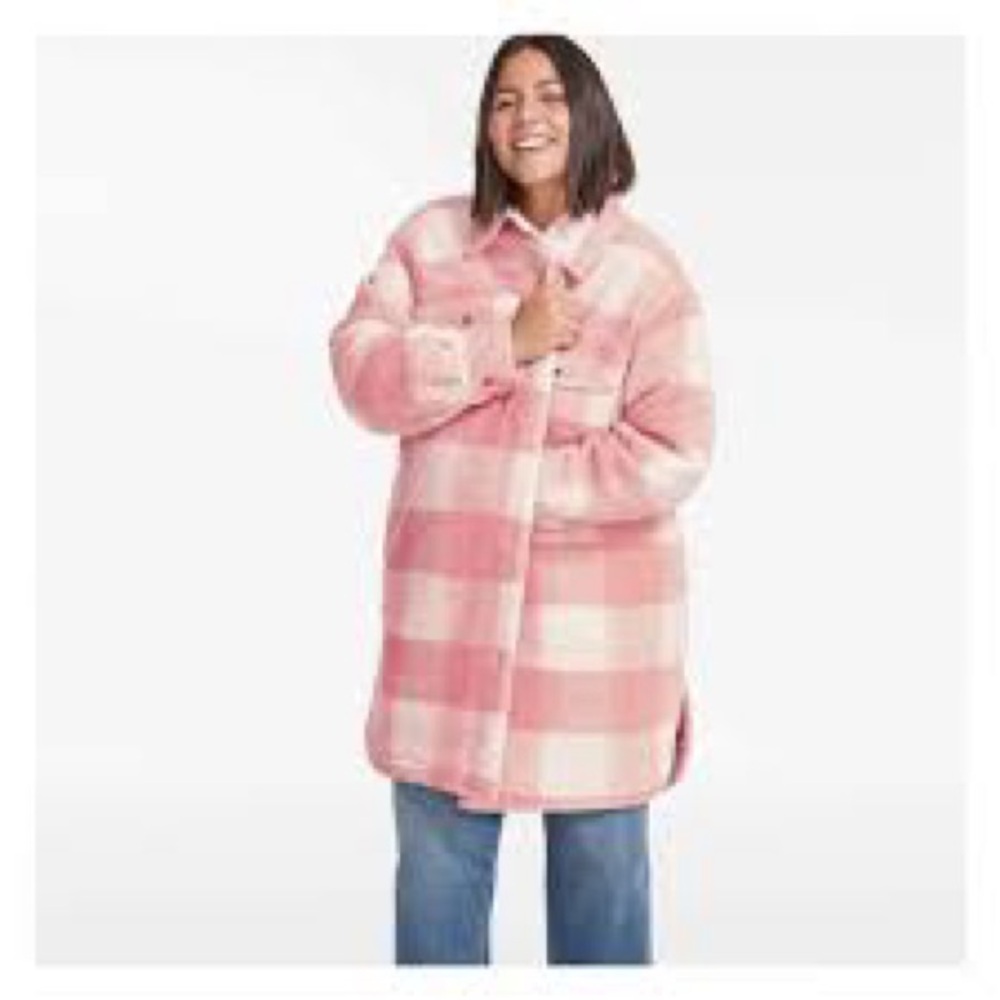 Pink Plaid Women's Coat